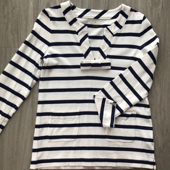 Kate Spade St. Tropez Striped Bow Long Sleeve Top - Picture 7 of 8